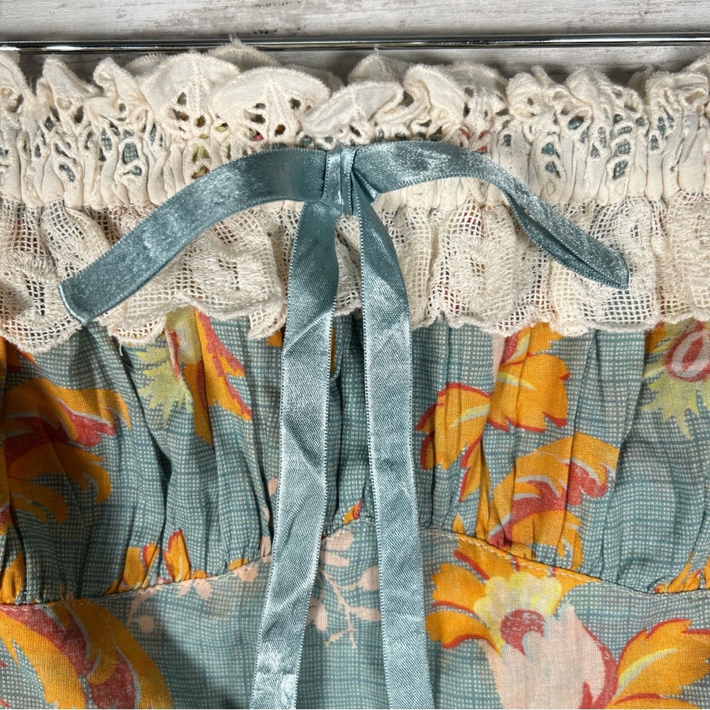 Free People Dolly Floral Lace Tube Bustier Crop Top Ocean Blue Size S NWT $128 - Picture 6 of 8